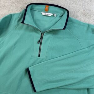 Peter Millar Pullover Mens XL Teal Thermal Flow Micro Fleece 1/2 Zip Golf